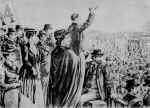 speakers corner: Eleanor Marx Aveling and Frederick Engels on Platform at Hyde Park May 3rd 1892 